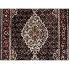Load image into Gallery viewer, 4&#39;x6&#39;1&quot; Rich Black, Tabriz Mahi With Fish Medallion Design, 175 Kpsi, Hand Knotted, 100% Wool, Oriental Rug FWR390594