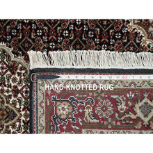 Load image into Gallery viewer, 4&#39;x6&#39;1&quot; Rich Black, Tabriz Mahi With Fish Medallion Design, 175 Kpsi, Hand Knotted, 100% Wool, Oriental Rug FWR390594