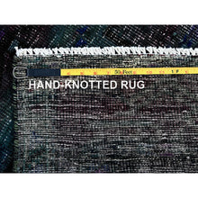 Load image into Gallery viewer, 2&#39;8&quot;x9&#39;6&quot; Overdyed Green, Vintage Persian With Geometric Pattern, Worn Down, Distressed, Zero Pile, Sides And Ends Professionally Secured, 100% Wool, Hand Knotted, Narrow Runner, Oriental Rug FWR3900