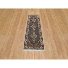 Load image into Gallery viewer, 2&#39;x8&#39;5&quot; Light Gray, Tabriz Mahi With Fish Medallion Design, Pure Wool, 175 Kpsi, Hand Knotted, Runner Oriental Rug FWR390630