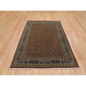 6'1"x9' Red Herati All Over Fish Design Thick And Plush Wool 175 Kpsi Hand Knotted Oriental Rug FWR390648