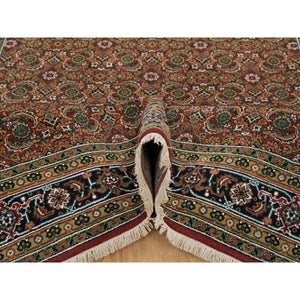 6'1"x9' Red Herati All Over Fish Design Thick And Plush Wool 175 Kpsi Hand Knotted Oriental Rug FWR390648