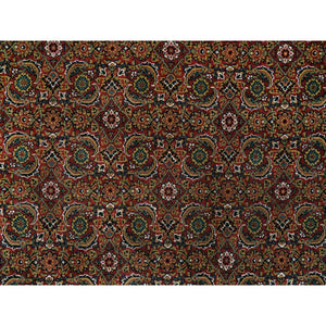 6'1"x9' Red Herati All Over Fish Design Thick And Plush Wool 175 Kpsi Hand Knotted Oriental Rug FWR390648