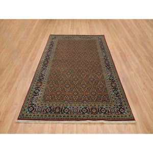 6'x9'5" Red, Herati All Over Fish Design Hand Knotted, 250 Kpsi Wool, Dense Weave, Oriental Rug FWR390654