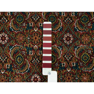 6'x9'5" Red, Herati All Over Fish Design Hand Knotted, 250 Kpsi Wool, Dense Weave, Oriental Rug FWR390654