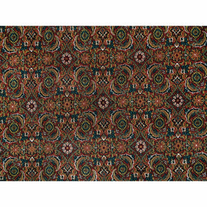 6'x9'5" Red, Herati All Over Fish Design Hand Knotted, 250 Kpsi Wool, Dense Weave, Oriental Rug FWR390654
