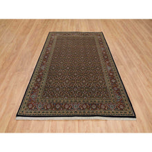 Load image into Gallery viewer, 5&#39;10&quot;x9&#39;1&quot; Jet Black, Herati With All Over Design, Hand Knotted, 250 Kpsi Wool, Dense Weave, Oriental Rug FWR390690