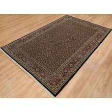 Load image into Gallery viewer, 5&#39;10&quot;x9&#39;1&quot; Jet Black, Herati With All Over Design, Hand Knotted, 250 Kpsi Wool, Dense Weave, Oriental Rug FWR390690