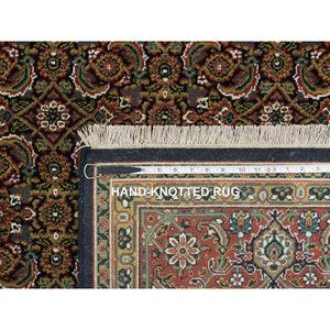 5'10"x9'1" Jet Black, Herati With All Over Design, Hand Knotted, 250 Kpsi Wool, Dense Weave, Oriental Rug FWR390690
