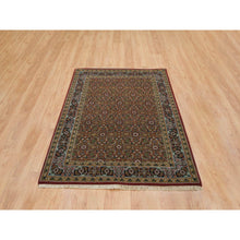 Load image into Gallery viewer, 4&#39;3&quot;x6&#39;2&quot; Red Herati All Over Fish Design, Hand Knotted, 250 Kpsi Wool And Silk Dense Weave Oriental Rug FWR390708