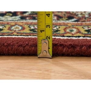 4'3"x6'2" Red Herati All Over Fish Design, Hand Knotted, 250 Kpsi Wool And Silk Dense Weave Oriental Rug FWR390708