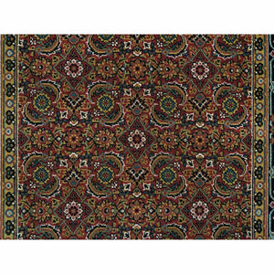 4'2"x6' Red Herati All Over Fish Design Thick and Plush, 175 KSPI Hand Knotted Wool Oriental Rug FWR390714
