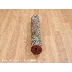 4'2"x6' Red Herati All Over Fish Design Thick and Plush, 175 KSPI Hand Knotted Wool Oriental Rug FWR390714