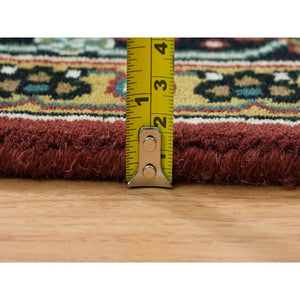 4'2"x6' Red Herati All Over Fish Design Thick and Plush, 175 KSPI Hand Knotted Wool Oriental Rug FWR390714