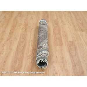 5'x5' Light Gray, Extra Soft Wool, Hand Knotted, 175 Kpsi Tabriz Mahi With Fish Medallion Design, Round Oriental Rug FWR390726