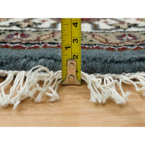 5'x5' Light Gray, Extra Soft Wool, Hand Knotted, 175 Kpsi Tabriz Mahi With Fish Medallion Design, Round Oriental Rug FWR390726