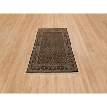 Load image into Gallery viewer, 4&#39;x6&#39;2&quot; Ink Black, Herati With All Over Design, Wool Hand Knotted, 250 Kpsi Dense Weave, Oriental Rug FWR390732