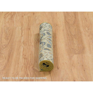 2'x3' Almond Brown, Hand Knotted Cypress Tree Design, Silk With Textured Wool, Mat Oriental Rug FWR390786