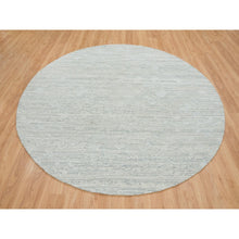 Load image into Gallery viewer, 8&#39;x8&#39; Ivory, Modern Design, Hand Spun Undyed Natural Wool, Hand Knotted, Round Oriental Rug FWR390888