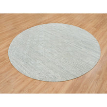 Load image into Gallery viewer, 8&#39;x8&#39; Ivory, Modern Design, Hand Spun Undyed Natural Wool, Hand Knotted, Round Oriental Rug FWR390888