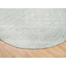 Load image into Gallery viewer, 8&#39;x8&#39; Ivory, Modern Design, Hand Spun Undyed Natural Wool, Hand Knotted, Round Oriental Rug FWR390888