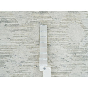 8'x8' Ivory, Modern Design, Hand Spun Undyed Natural Wool, Hand Knotted, Round Oriental Rug FWR390888