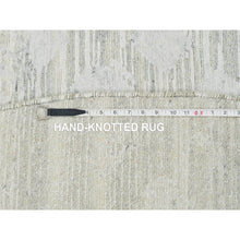Load image into Gallery viewer, 8&#39;x8&#39; Ivory, Modern Design, Hand Spun Undyed Natural Wool, Hand Knotted, Round Oriental Rug FWR390888