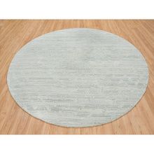 Load image into Gallery viewer, 9&#39;x9&#39; Ivory, Modern Design, Hand Knotted, Hand Spun Undyed Natural Wool, Round Oriental Rug FWR390894