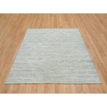 Load image into Gallery viewer, 6&#39;1&quot;x6&#39;2&quot; Ivory, Modern Design, Hand Knotted, Hand Spun Undyed Natural Wool, Square Oriental Rug FWR390936