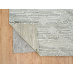 6'1"x6'2" Ivory, Modern Design, Hand Knotted, Hand Spun Undyed Natural Wool, Square Oriental Rug FWR390936