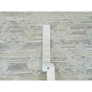6'1"x6'2" Ivory, Modern Design, Hand Knotted, Hand Spun Undyed Natural Wool, Square Oriental Rug FWR390936