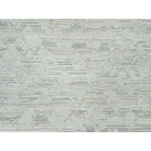 6'1"x6'2" Ivory, Modern Design, Hand Knotted, Hand Spun Undyed Natural Wool, Square Oriental Rug FWR390936