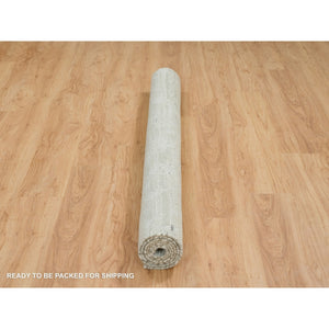 6'1"x6'2" Ivory, Modern Design, Hand Knotted, Hand Spun Undyed Natural Wool, Square Oriental Rug FWR390936