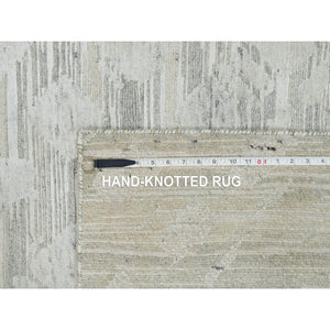 6'1"x6'2" Ivory, Modern Design, Hand Knotted, Hand Spun Undyed Natural Wool, Square Oriental Rug FWR390936