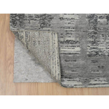 Load image into Gallery viewer, 2&#39;6&quot;x25&#39;9&quot; Light Gray, Hand Knotted, Modern Criss Cross Erased Design, Hand Spun Undyed Natural Wool, Xl Runner Oriental Rug FWR390942