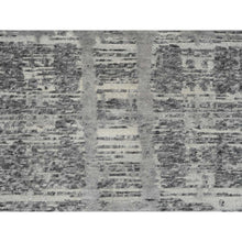 Load image into Gallery viewer, 2&#39;6&quot;x25&#39;9&quot; Light Gray, Hand Knotted, Modern Criss Cross Erased Design, Hand Spun Undyed Natural Wool, Xl Runner Oriental Rug FWR390942