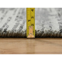 Load image into Gallery viewer, 2&#39;6&quot;x25&#39;9&quot; Light Gray, Hand Knotted, Modern Criss Cross Erased Design, Hand Spun Undyed Natural Wool, Xl Runner Oriental Rug FWR390942