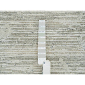 2'6"x25'10" Ivory, Modern Design, Hand Spun Undyed Natural Wool, Hand Knotted, Xl Runner Oriental Rug FWR390954