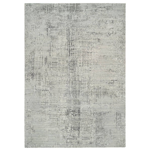 14'x20' Light Gray, Hand Knotted, Modern Design, Hand Spun Undyed Natural Wool, Oversized Oriental Rug FWR390984