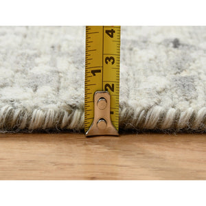 14'x20' Light Gray, Hand Knotted, Modern Design, Hand Spun Undyed Natural Wool, Oversized Oriental Rug FWR390984