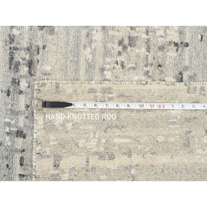 14'x20' Light Gray, Hand Knotted, Modern Design, Hand Spun Undyed Natural Wool, Oversized Oriental Rug FWR390984