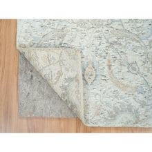 Load image into Gallery viewer, 2&#39;6&quot;x14&#39;2&quot; Ivory, Sickle Leaf Design Soft Pile, Silk With Textured Wool Hand Knotted, Runner Oriental Rug FWR391044