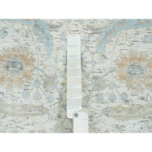 Load image into Gallery viewer, 2&#39;6&quot;x14&#39;2&quot; Ivory, Sickle Leaf Design Soft Pile, Silk With Textured Wool Hand Knotted, Runner Oriental Rug FWR391044