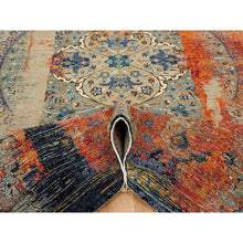 Load image into Gallery viewer, 10&#39;2&quot;x14&#39;3&quot; Rust Red &amp; Black, Ancient Ottoman Erased Design, Hand Knotted Ghazni Wool, Oriental Rug FWR391062
