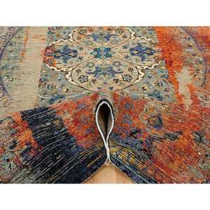 10'2"x14'3" Rust Red & Black, Ancient Ottoman Erased Design, Hand Knotted Ghazni Wool, Oriental Rug FWR391062