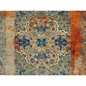 10'2"x14'3" Rust Red & Black, Ancient Ottoman Erased Design, Hand Knotted Ghazni Wool, Oriental Rug FWR391062