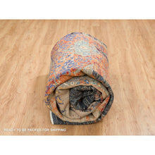 Load image into Gallery viewer, 10&#39;2&quot;x14&#39;3&quot; Rust Red &amp; Black, Ancient Ottoman Erased Design, Hand Knotted Ghazni Wool, Oriental Rug FWR391062