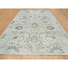 Load image into Gallery viewer, 12&#39;1&quot;x18&#39; Ivory, Sickle Leaf Design Soft Pile, Silk With Textured Wool Hand Knotted, Oversized Oriental Rug FWR391068