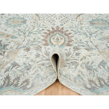 Load image into Gallery viewer, 12&#39;1&quot;x18&#39; Ivory, Sickle Leaf Design Soft Pile, Silk With Textured Wool Hand Knotted, Oversized Oriental Rug FWR391068
