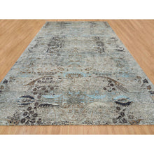 Load image into Gallery viewer, 11&#39;9&quot;x18&#39;1&quot; Gray, Transitional Persian Influence Erased Medallion Design, Silk With Textured Wool, Hand Knotted, Oversized Oriental Rug FWR391074